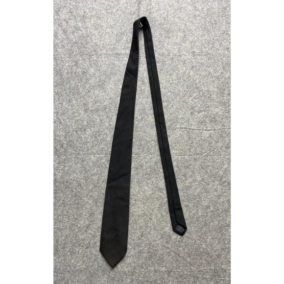 Yves Saint Laurent Tie Mens Black Slim Monogram YSL Logo Formal Necktie Dress - Picture 3 of 9